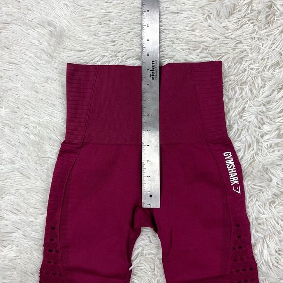 Gymshark Energy Seamless Crop Leggings Maroon Red High Waisted Size XS - Picture 4 of 5